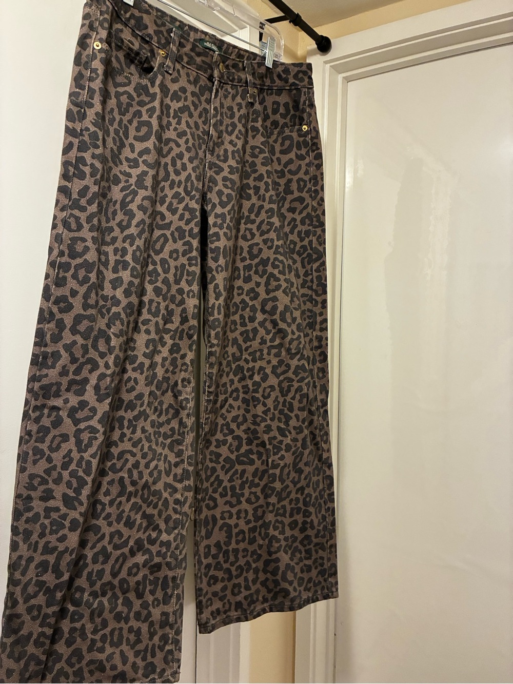 Vintage Streetwear Denim Cheetah Print Jeans Wide-Leg - Picture 2 of 9